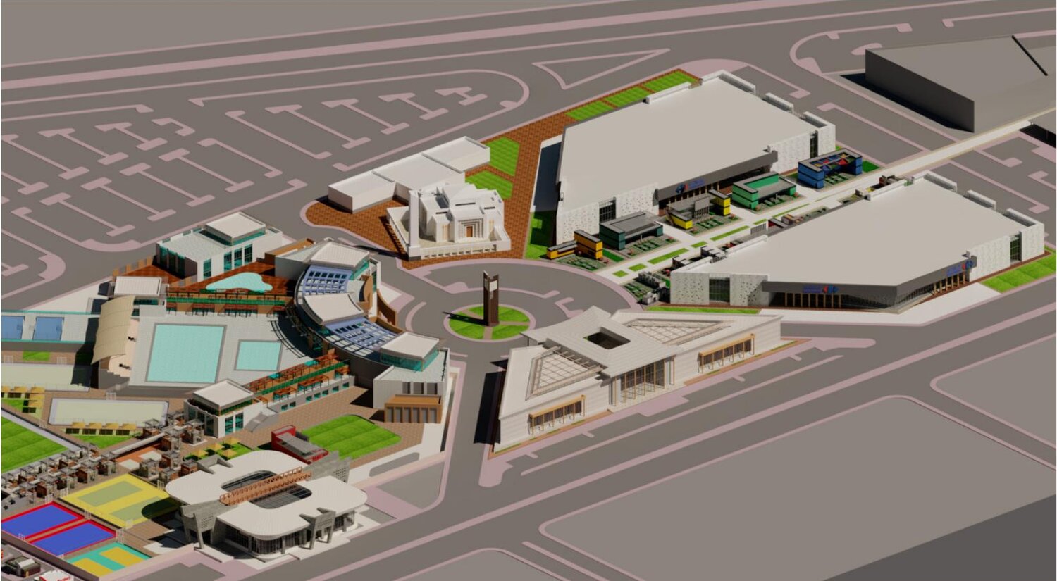 Masterplan aerial render: full development, Bani Suef Development.