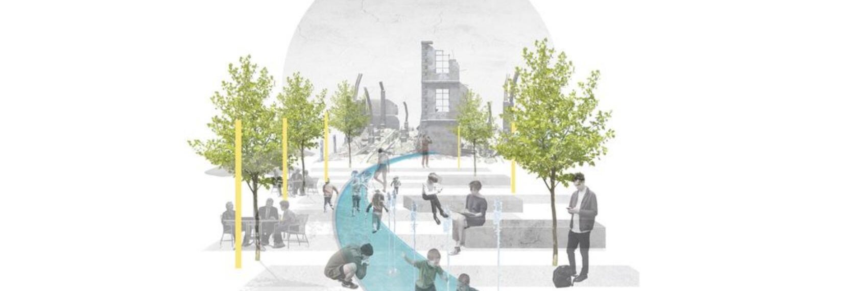 Public plaza concept rendering, Bani Suef Development.